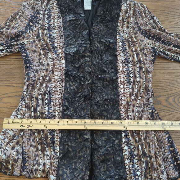 Alberto Makali Faux Fur Trim Open Front Cardigan Missoni Jacket With Belt Size M - Picture 11 of 12